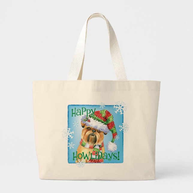 Happy Howlidays Brussels Griffon Large Tote Bag (Front)