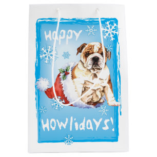 Happy Howlidays Bulldog Medium Gift Bag
