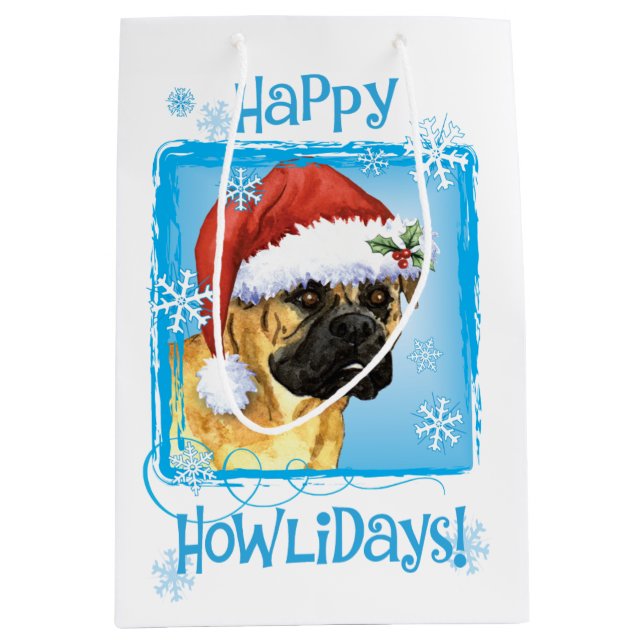 Happy Howlidays Bullmastiff Medium Gift Bag (Front)