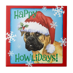Happy Howlidays Bullmastiff Tile