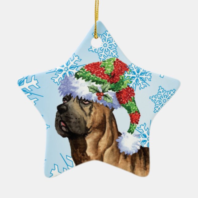 Happy Howlidays Cane Corso Ceramic Tree Decoration (Front)