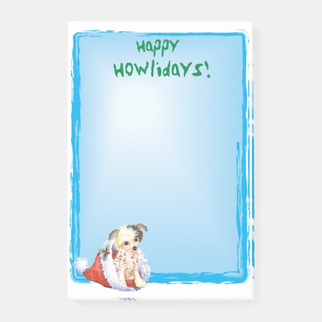 Happy Howlidays Chinese Crested Post-it Notes (Front)