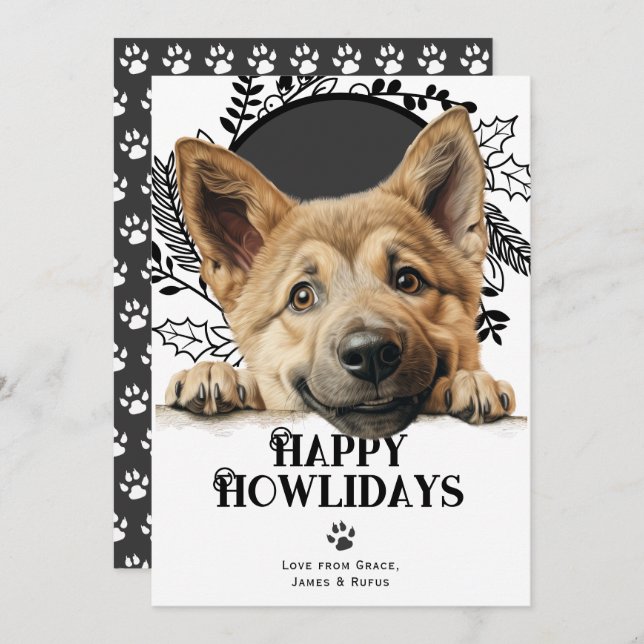 Happy Howlidays Chinook Dog Christmas  Holiday Card (Front/Back)