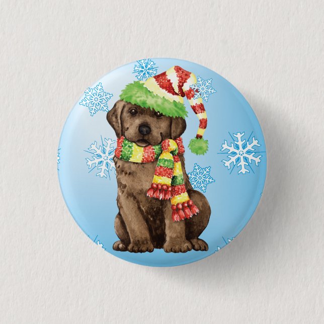 Happy Howlidays Chocolate Lab 3 Cm Round Badge (Front)