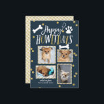 Happy Howlidays | Christmas Photo Collage Holiday Card<br><div class="desc">Spread the love this holiday season with a "pawsitively" stylish pet holiday themed card. This card features a collage of 4 of your favourite photos with elements in a faux gold shimmer. Comes with a matching pattern on the back. You may add a photo or text to the back by...</div>