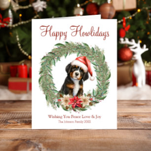 Happy Howlidays Cute Bernese Mountain Dog Holiday Card