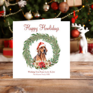 Happy Howlidays Cute Bloodhound Dog Holiday Card