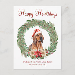 Happy Howlidays Cute Bloodhound Dog Holiday Postcard