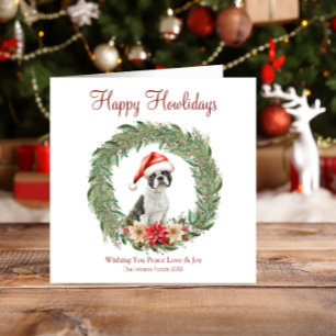 Happy Howlidays Cute Boston Terrier Dog Holiday Card