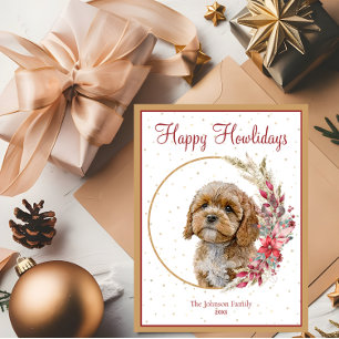 Happy Howlidays Cute Cavapoo Dog Holiday Postcard
