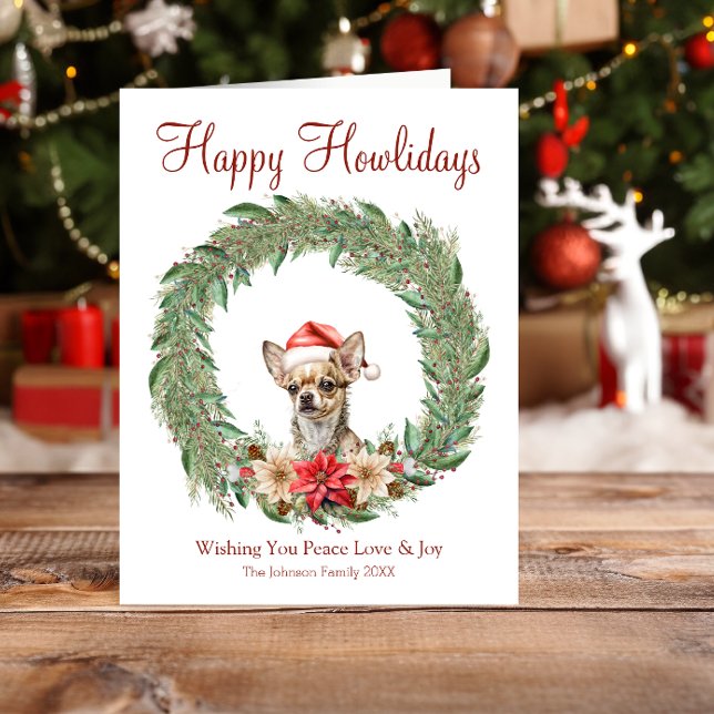 Happy Howlidays Cute Chihuahua Dog Holiday Card (Creator Uploaded)