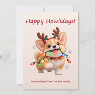 Happy Howlidays Cute Corgi Christmas Card