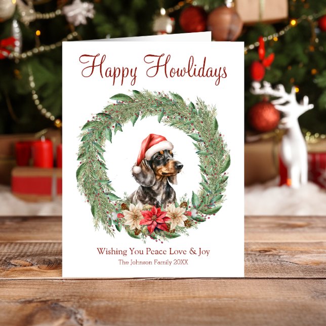 Happy Howlidays Cute Dachshund Dog Holiday Card (Creator Uploaded)