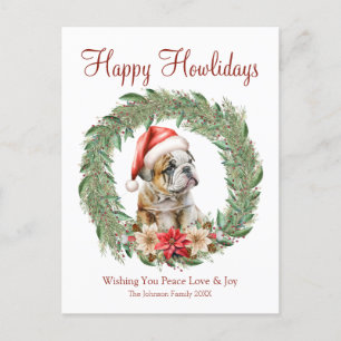 Happy Howlidays Cute English Bulldog Holiday Postcard