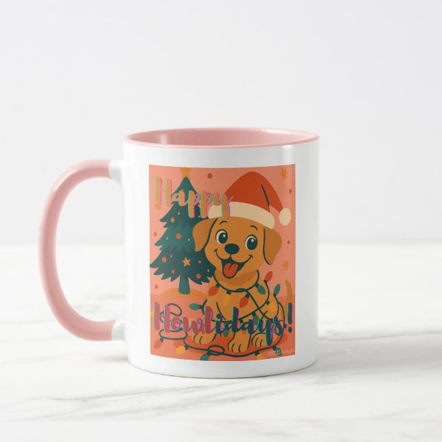Happy Howlidays! Cute & Funny Dog Mug (Left)