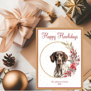Happy Howlidays Cute German Pointer Dog Holiday Postcard