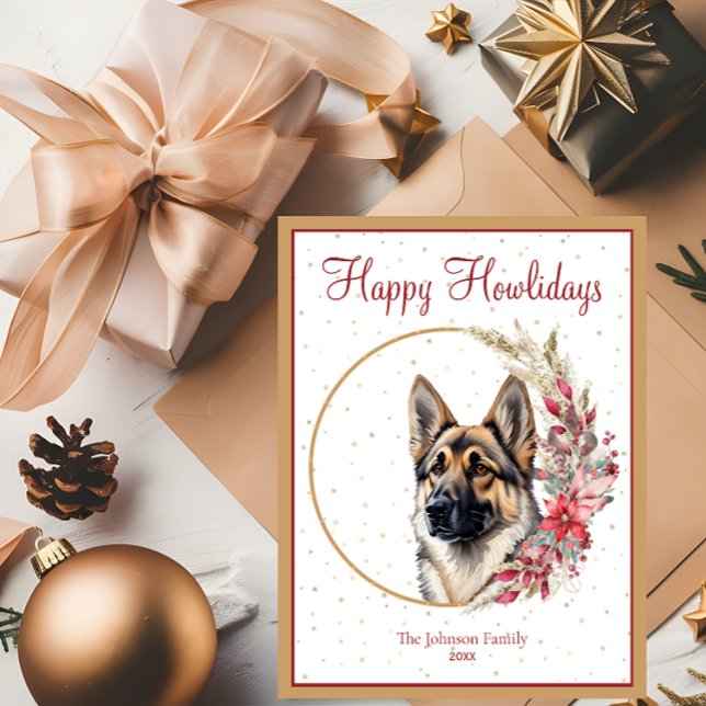 Happy Howlidays Cute German Shepherd Dog Holiday Postcard (Creator Uploaded)