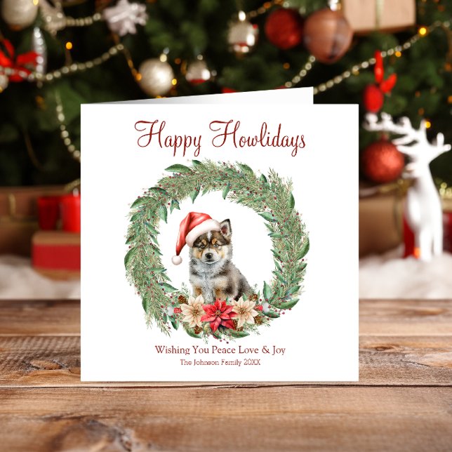 Happy Howlidays Cute Husky Dog Holiday Card (Creator Uploaded)