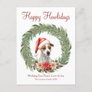 Happy Howlidays Cute Jack Russel Dog Holiday Postcard