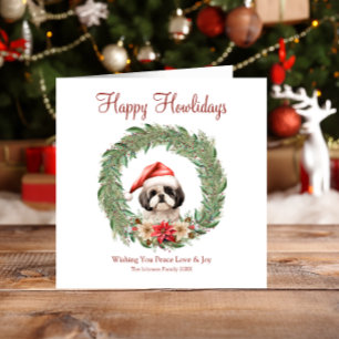 Happy Howlidays Cute Lhasa Apso Dog Holiday Card