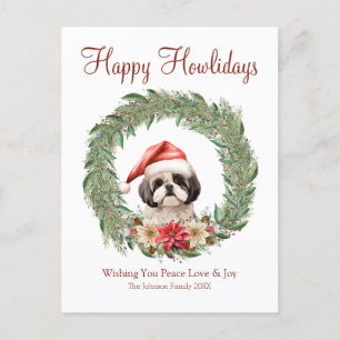 Happy Howlidays Cute Lhasa Apso Dog Holiday Postcard