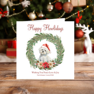 Happy Howlidays Cute Maltese Dog Holiday Card