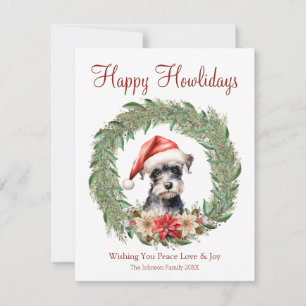 Happy Howlidays Cute Miniature Schnauzer Dog Holiday Card