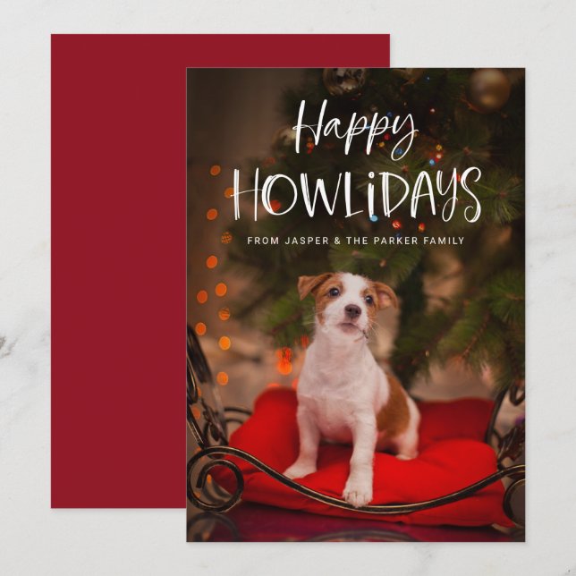 Happy Howlidays | Cute Pet Dog Christmas Photo Holiday Card (Front/Back)