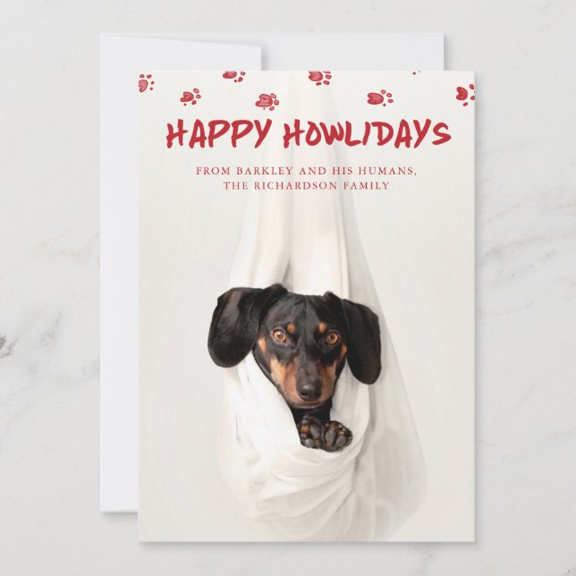 Happy Howlidays | Cute Pet Photo Christmas Holiday Card (Front)