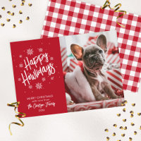 Happy Howlidays Cute Pet Snowflake Photo Invitatio