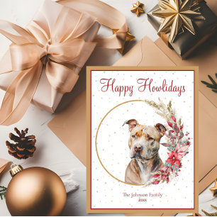 Happy Howlidays Cute Pitbull Dog Holiday Postcard