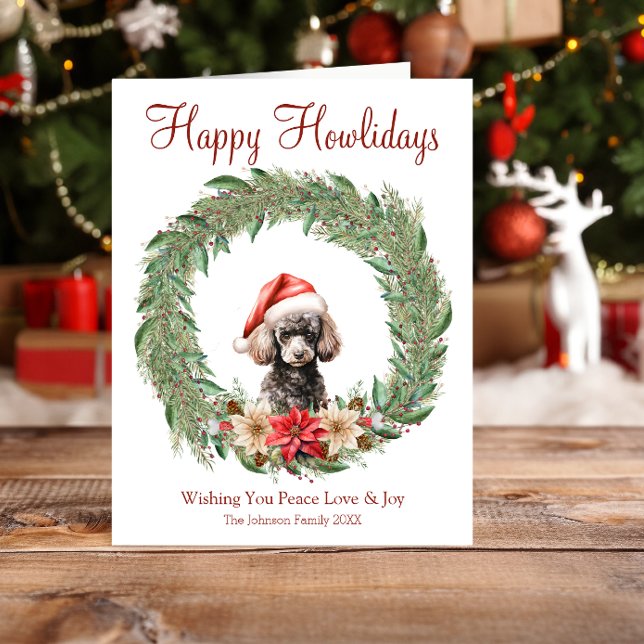 Happy Howlidays Cute Poodle Dog Holiday Card (Creator Uploaded)