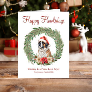 Happy Howlidays Cute Saint Bernard Dog Holiday Card