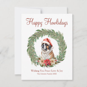 Happy Howlidays Cute Saint Bernard Dog Holiday Card