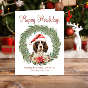 Happy Howlidays Cute Springer Spaniel Dog Holiday Card