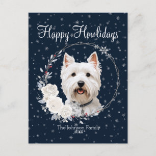 Happy Howlidays Cute Westie Dog Holiday Postcard