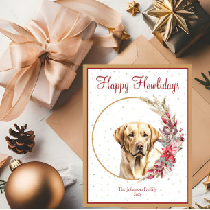 Happy Howlidays Cute Yellow Lab Dog Holiday Postcard