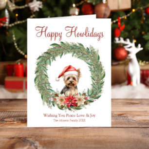 Happy Howlidays Cute Yorkie Dog Holiday Card