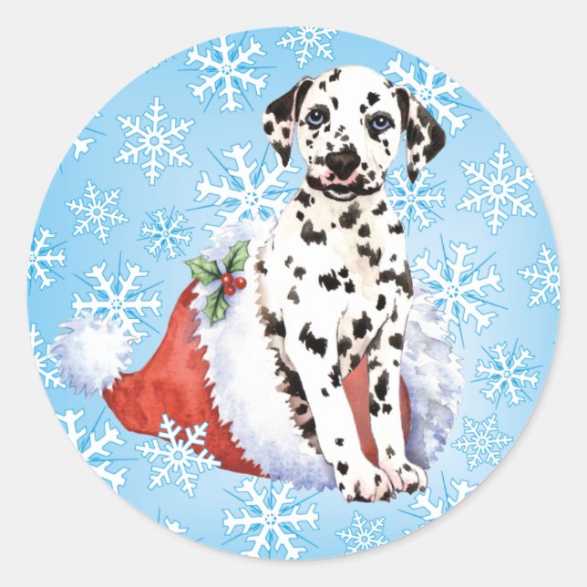 Happy Howlidays Dalmatian Classic Round Sticker (Front)