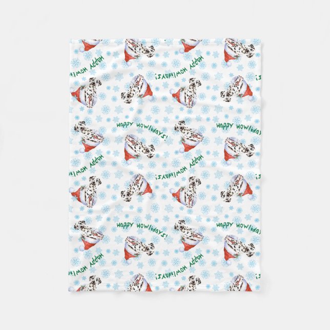 Happy Howlidays Dalmatian Fleece Blanket (Front)