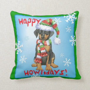 Happy Howlidays Doberman Cushion