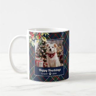 Happy Howlidays Dog Blue Green Red Plaid Christmas Coffee Mug
