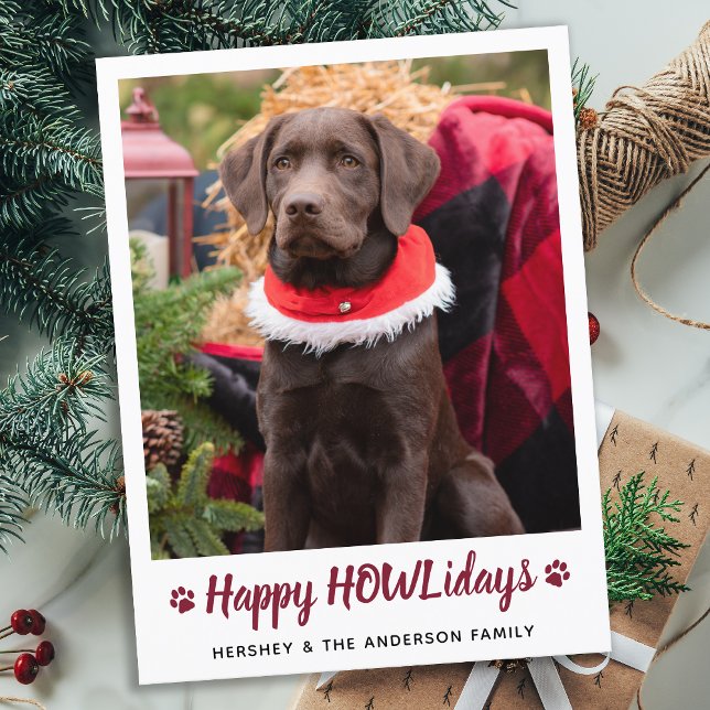 Happy HOWLidays Dog Lover Pet Photo Christmas Holiday Postcard (Creator Uploaded)