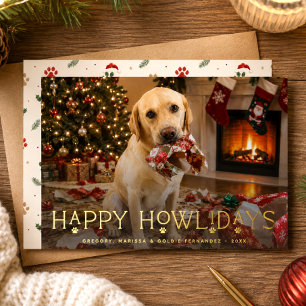 Happy Howlidays Dog Paws Funny Photo Christmas