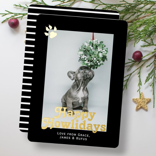 Happy Howlidays Dog Themed Photo Personalised (Happy Howlidays Christmas card with real foil detail - holiday cards from Ricaso )