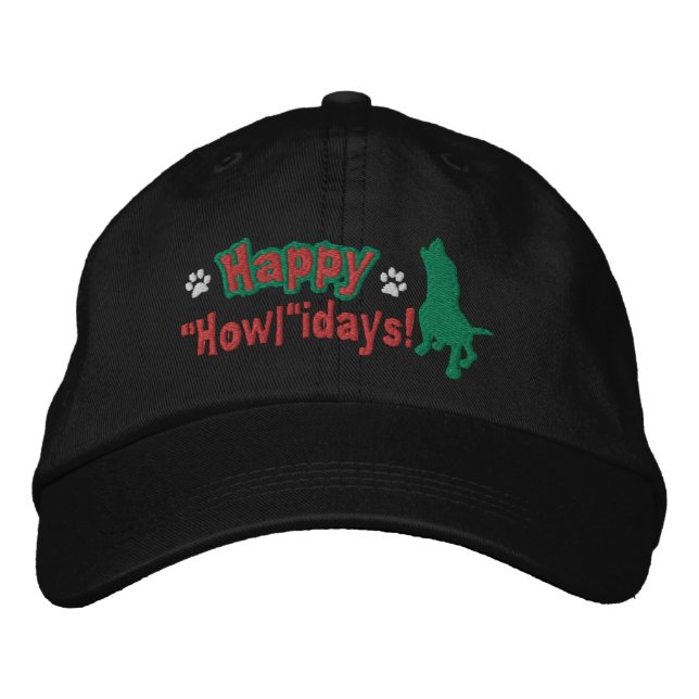 Happy Howlidays Embroidered Hat (Front)