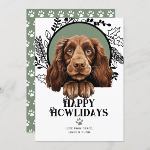 Happy Howlidays Field Spaniel Dog Christmas Holiday Card