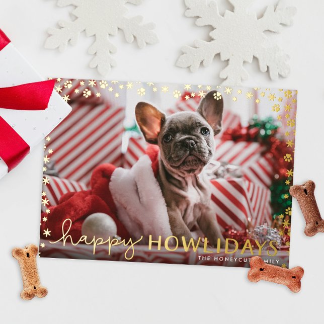Happy Howlidays Foil Paw Print Dog Holiday (foil paw print snowflakes happy howlidays funny Christmas holiday pet dog card furbabies)