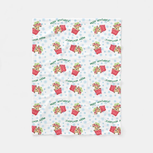 Happy Howlidays Frenchie Fleece Blanket (Front)
