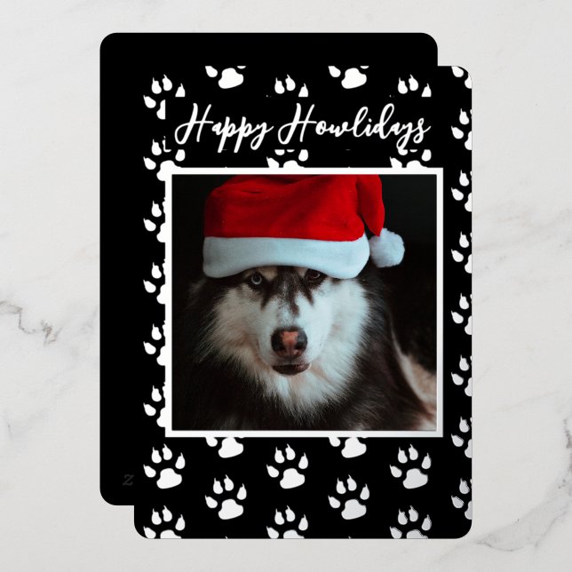 Happy Howlidays From The Dog Paw Print Photo (Front/Back)